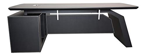 Jet-Line | Chef | Schreibtisch | Pittsburgh | 2,2 m | Büromöbel | Büro | Ausstattung | Eckschreibtisch mit Sideboard | schwarz | hochwertig | Winkelschreibtisch | Office | Black von Jet-Line