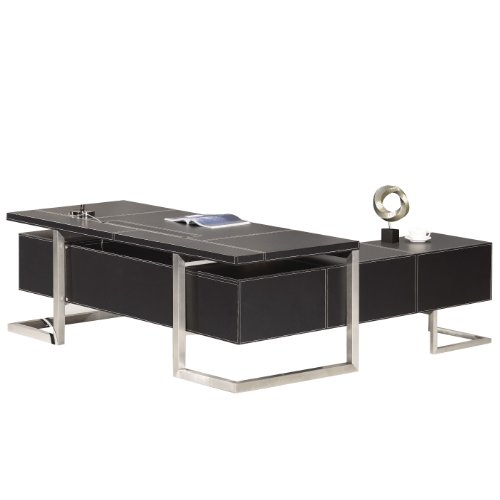 Jet-line® | Büromöbel | Design Chefschreibtisch Venedig Links | in schwarz | Büroausstattung | inkl. Schubladen mit Soft-Close | Sideboards | Homeoffice | Chef Büro | Edelstahl von Jet-Line