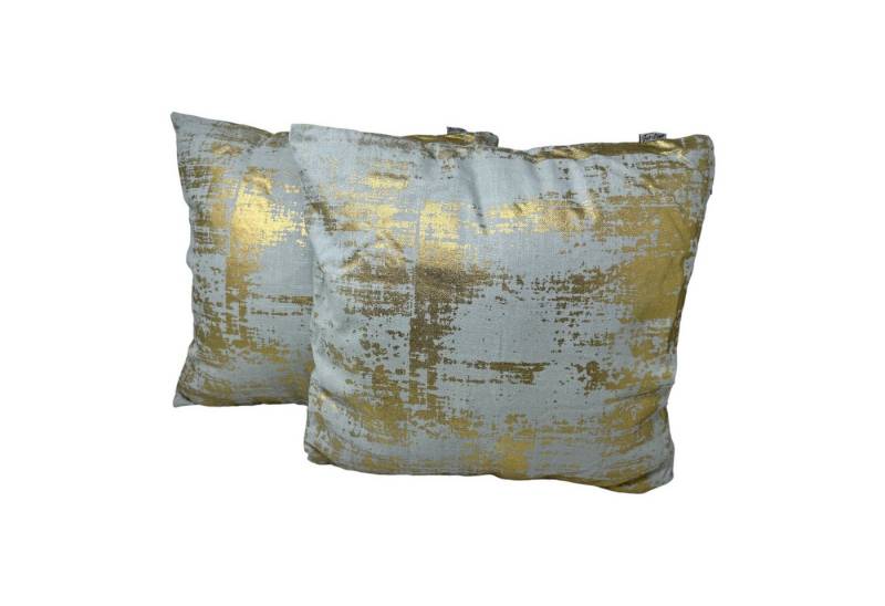 Jet-Line Dekokissen 2-er Deko Kissen Set Grau Gold 40x40 cm Sofakissen von Jet-Line