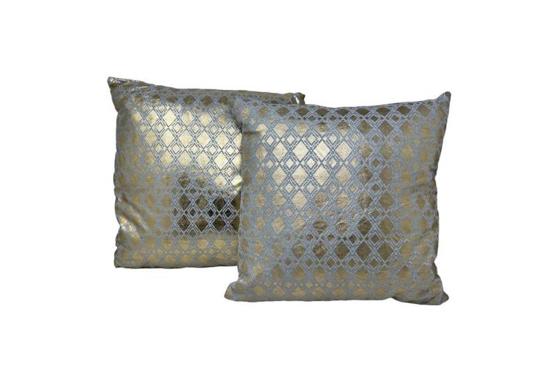 Jet-Line Dekokissen 2-er Deko Zier Kissen Set Raute Gold 40x40 cm Sofa von Jet-Line