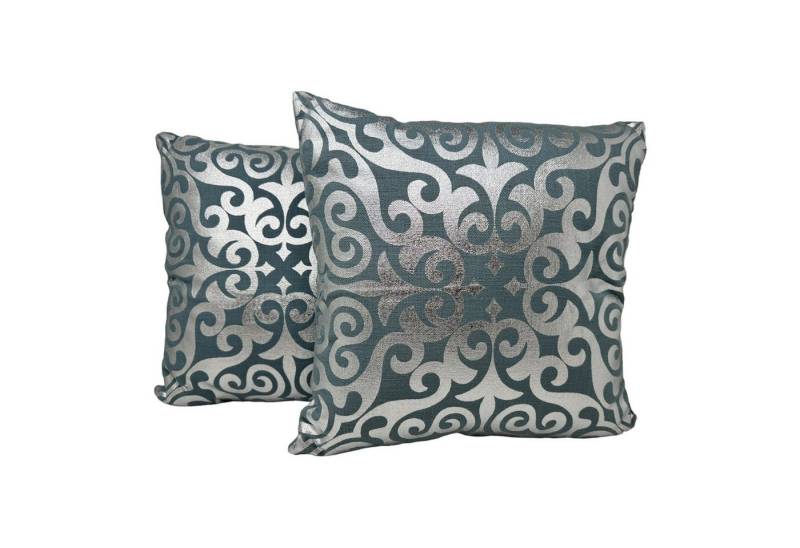Jet-Line Dekokissen Jet-Line® 2-er Deko Kissen Set Ornament - Silber 4 von Jet-Line