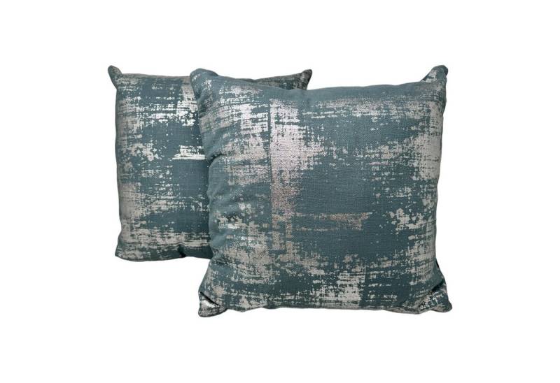 Jet-Line Dekokissen Jet-Line® 2-er Set Deko Kissen Petrol - Silber 40x von Jet-Line