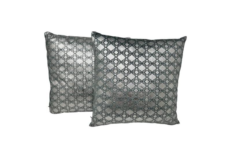Jet-Line Dekokissen Jet-Line® 2-er Set Dekokissen Raute Petrol/Silber von Jet-Line