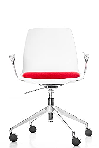 Jet-Line | Design | Chef | Sessel | Charlotte | weiß rot | Bürostuhl | Drehstuhl | Rollen | Bürosessel | Schreibtischstuhl | Ergonomisch | Bürodrehstuhl | Computerstuhl von Jet-Line