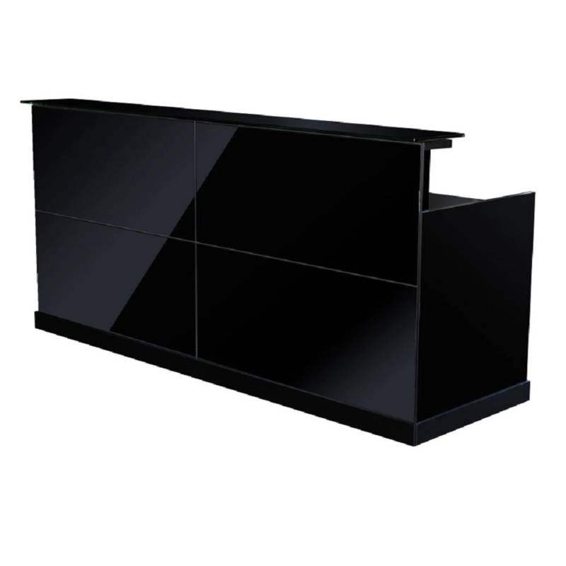 Jet-Line Empfangstheke Zürs in Schwarz mit Edler Glasfront 220x70x105 cm von Jet-Line