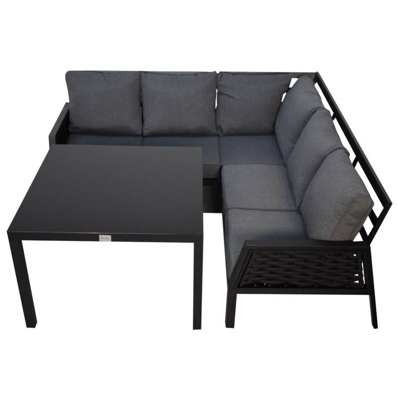 Jet-Line Gartenlounge Ariana mit Alu-Gestell in Schwarz und Kissen in Anthrazit von Jet-Line