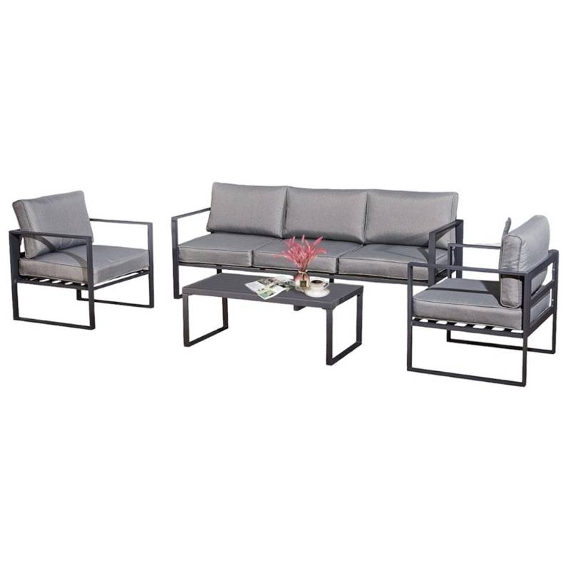 Jet-Line Gartenmöbel Lounge-Set Kreta II hellgrau mit Aluminiumrahmen von Jet-Line