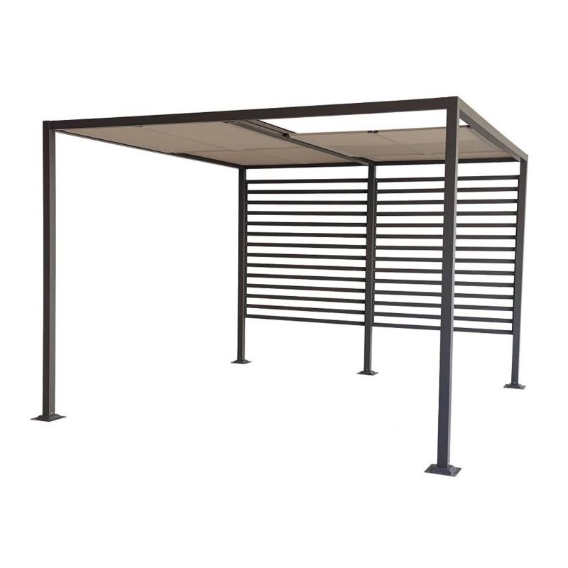 Jet-Line Gartenpavillon Amun aus Alu mit Schiebedach 3 x 4 Meter in Anthrazit/Braun von Jet-Line