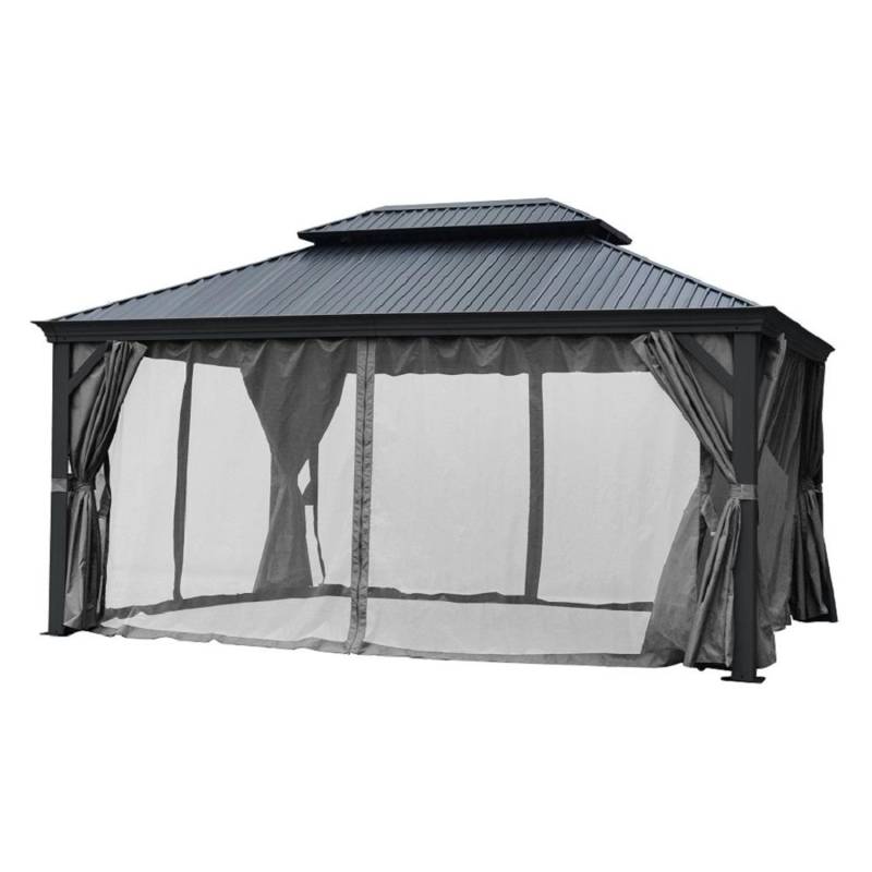 Jet-Line Gartenpavillon Damaskus aus Alu mit Festem Metalldach 3 x 3,65 Meter in Anthrazit von Jet-Line