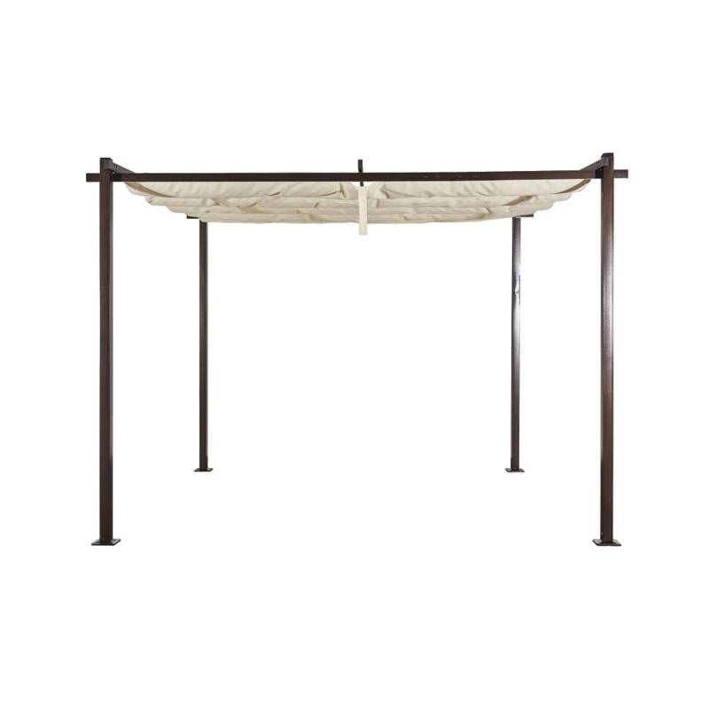 Jet-Line Gartenpavillon Kairo Light aus Alu mit Schiebedach 3 x 3 Meter in Anthrazit/Beige von Jet-Line