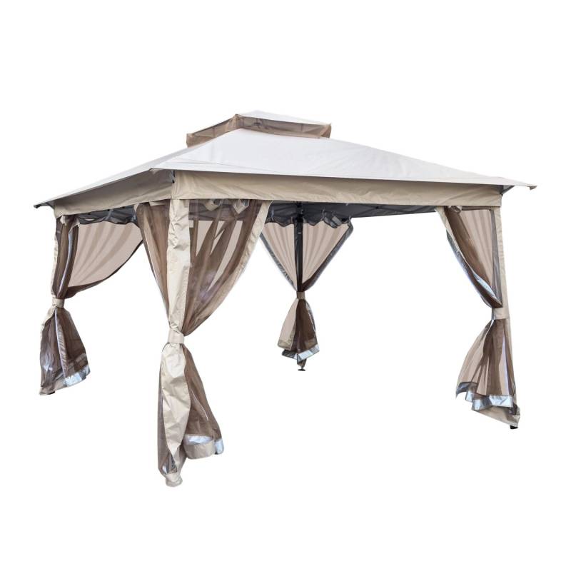 Jet-Line Gartenpavillon Kleopatra Faltbar/Tragetasche/Moskitonetz 3,35 x 2,7 Meter in Hellgrau/Beige von Jet-Line