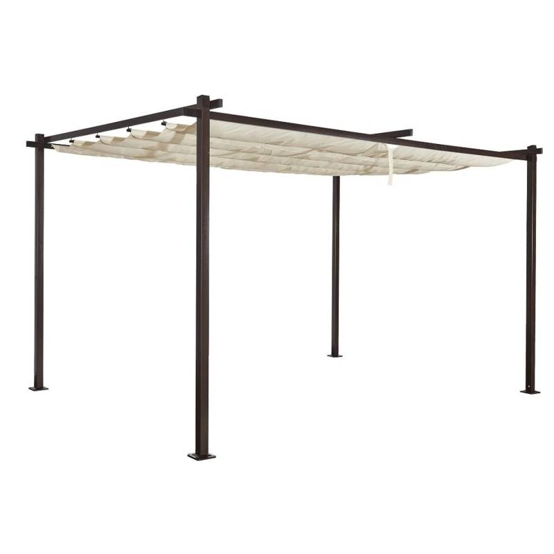 Jet-Line Gartenpavillon Luxor Light aus Alu mit Schiebedach 3 x 4 Meter in Anthrazit/Beige von Jet-Line