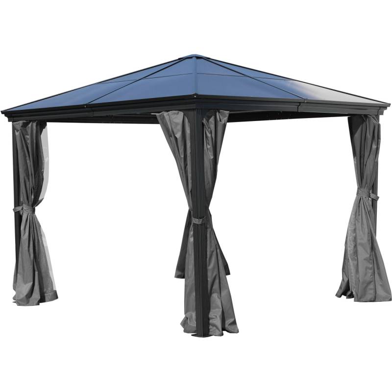 Jet-Line Gartenpavillon Suez Dach aus Polycarbonat 300 cm x 300 cm Anthrazit von Jet-Line