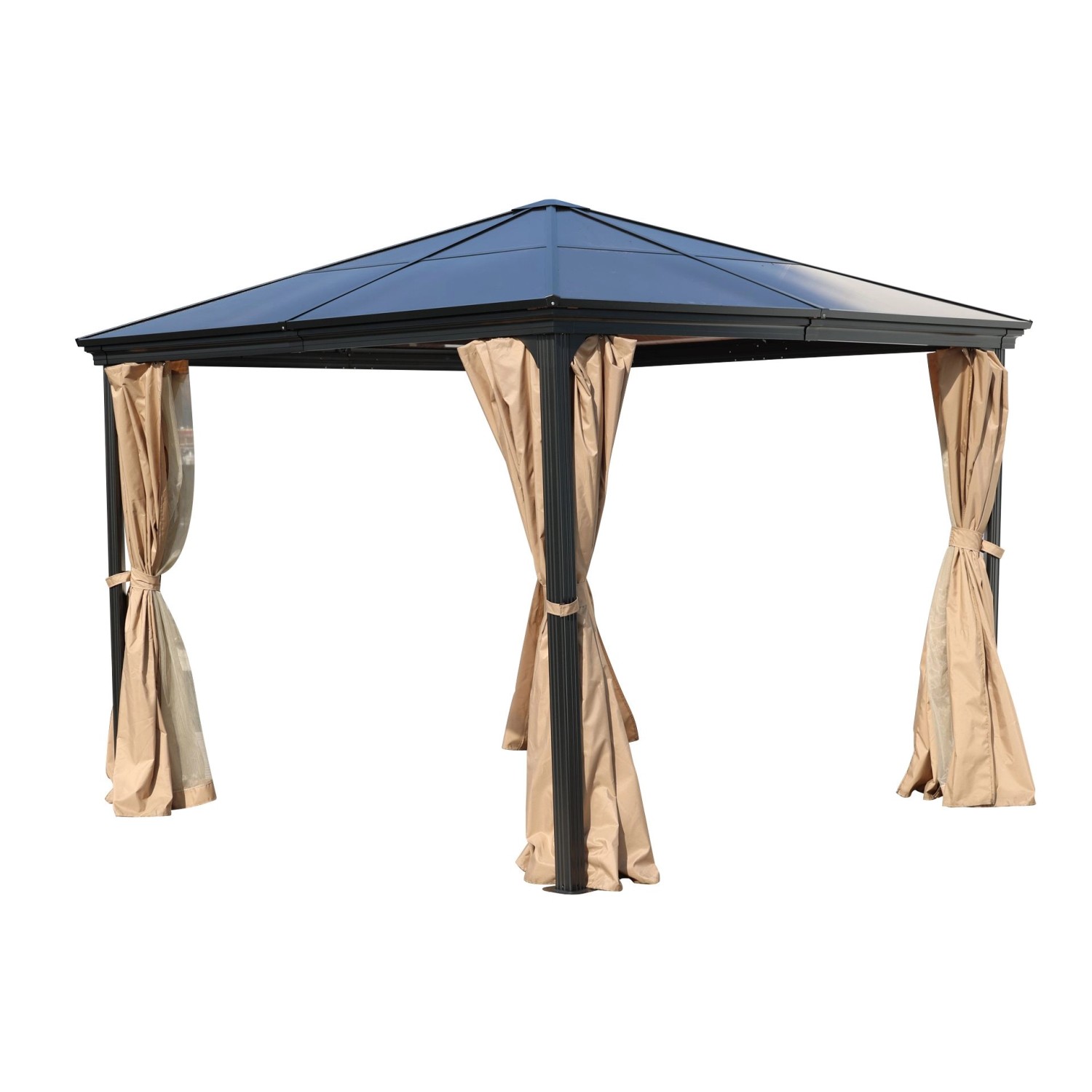 Jet-Line Gartenpavillon Suez aus Alu mit Festem Dach 3 x 3 Meter in Anthrazit-Braun Jet-Line Gartenpavillon Suez aus Alu mit Festem Dach 3 x 3 Meter in Anthrazit-Braun von Jet-Line