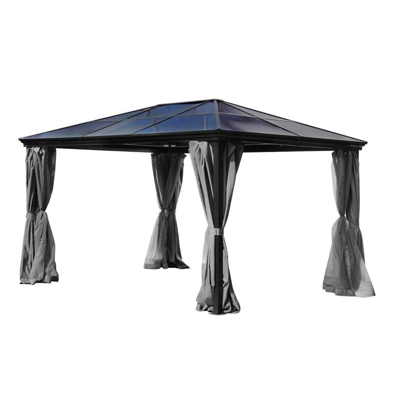 Jet-Line Gartenpavillon Taneo aus Alu mit Festem Dach 3 x 4 Meter in Anthrazit von Jet-Line