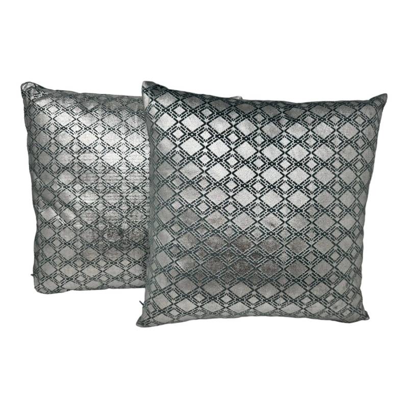 Jet-Line Indoor Dekokissen 2er Set Raute Blau/Silber 40 x 40 cm von Jet-Line