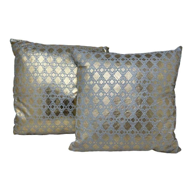 Jet-Line Indoor Dekokissen 2er Set Raute Gold/Grau 40 x 40 cm von Jet-Line