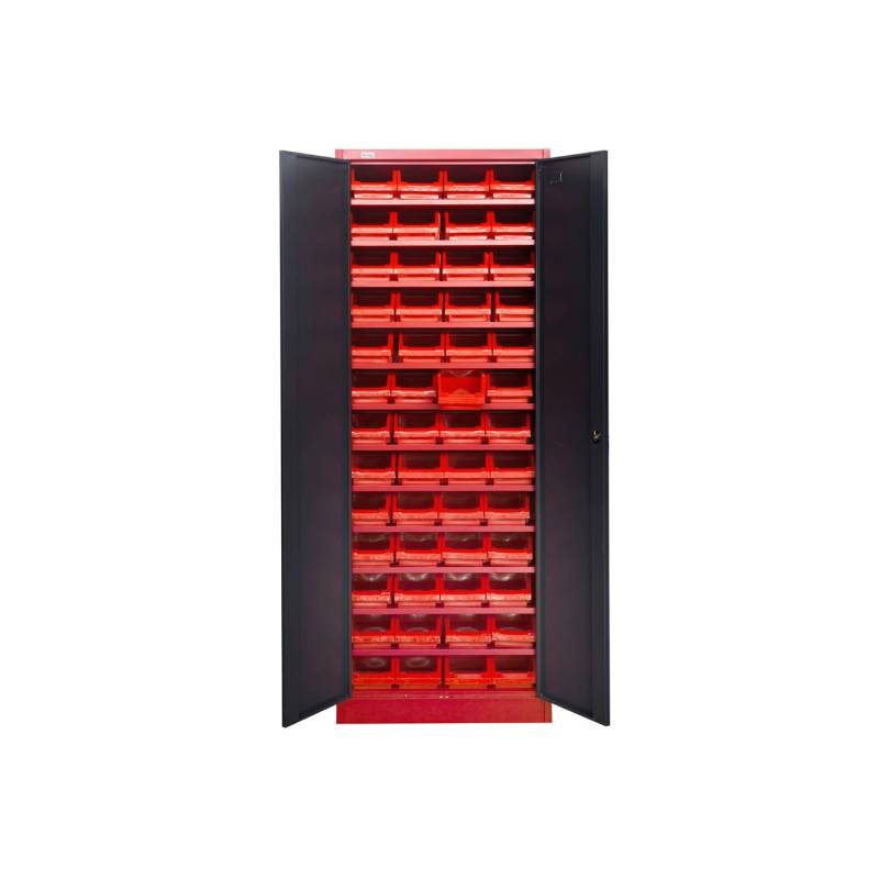 Jet-Line Kleinteileschrank Kirow in Anthrazit-Rot  67 cm Breit Inclusive 52 Stapelboxen von Jet-Line