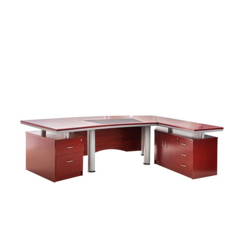 Jet-Line Luxus Chef Schreibtisch Berlin Rechtsseitig Inklusive 2 Sideboards 260 x 180 x 76 cm von Jet-Line