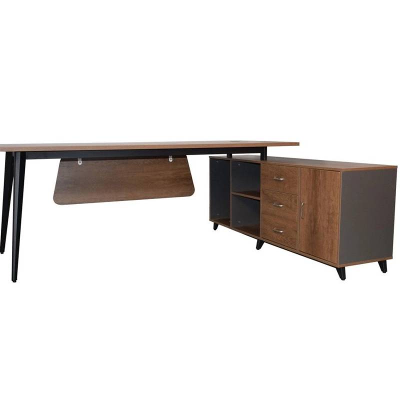 Jet-Line Luxus Chef Schreibtisch San Paulo Rechtsseitig Inklusive Sideboard 200 x 160 x 75 cm von Jet-Line