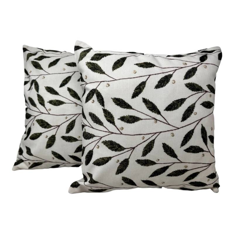Jet-Line Outdoor Dekokissen 2er Set Olivenblätter Creme/Bunt 40 x 40 cm von Jet-Line