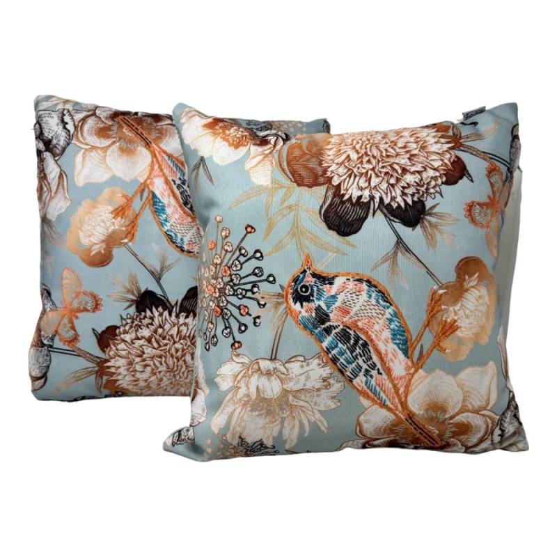 Jet-Line Outdoor Dekokissen 2er Set Vogel Braun/Bunt 40 x 40 cm von Jet-Line