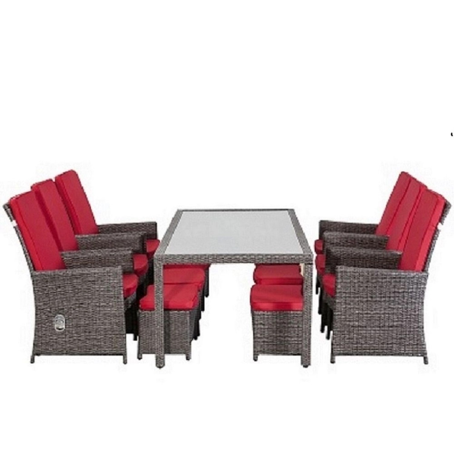Jet-Line Rattan Gartenmöbel Essgruppe Ecuador in Grau mit Kissen in Rot Jet-Line Rattan Gartenmöbel Essgruppe Ecuador in Grau mit Kissen in Rot von Jet-Line