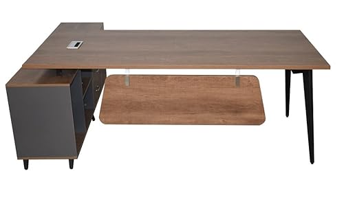 Jet-Line | Schreibtisch | Büro | San Paulo | rechts | 2.0 m | Winkel Schreibtisch | Büromöbel | Arbeitstisch | anthrazit Nussbaum | Winkelschreibtisch von Jet-Line