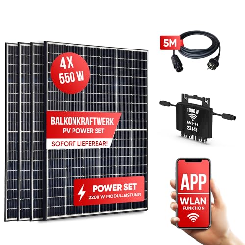 Jet-Line | Solaranlage Komplettset | Solaranlage 2200 W | Kraftwerk | Wechselrichter 2000 W von Jet-Line