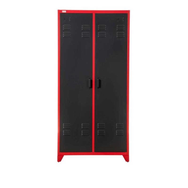Jet-Line Spind-Stahlschrank Odessa Anthrazit-Rot 85 x 50 x 180 cm Abschließbar  Inklusive Garderobe von Jet-Line