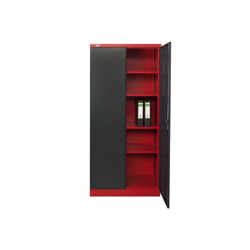 Jet-Line Stahlschrank Moskau in Anthrazit-Rot 90 x 40 x 185 cm mit Abschließbaren Türen von Jet-Line