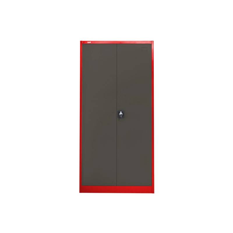 Jet-Line Stahlschrank Omsk in Anthrazit -Rot 90 x 45 x 185 cm mit Abschließbaren Türen und Garderobe von Jet-Line