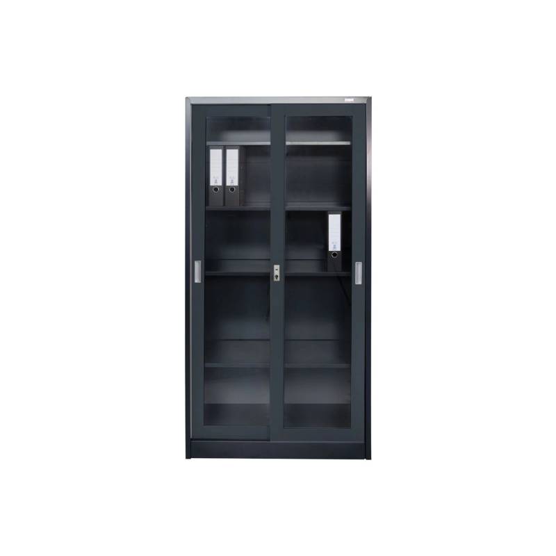 Jet-Line Stahlschrank St Petersburg in Anthrazit 90 x 40 x 185 cm Abschließbare Türen/Glasfront von Jet-Line