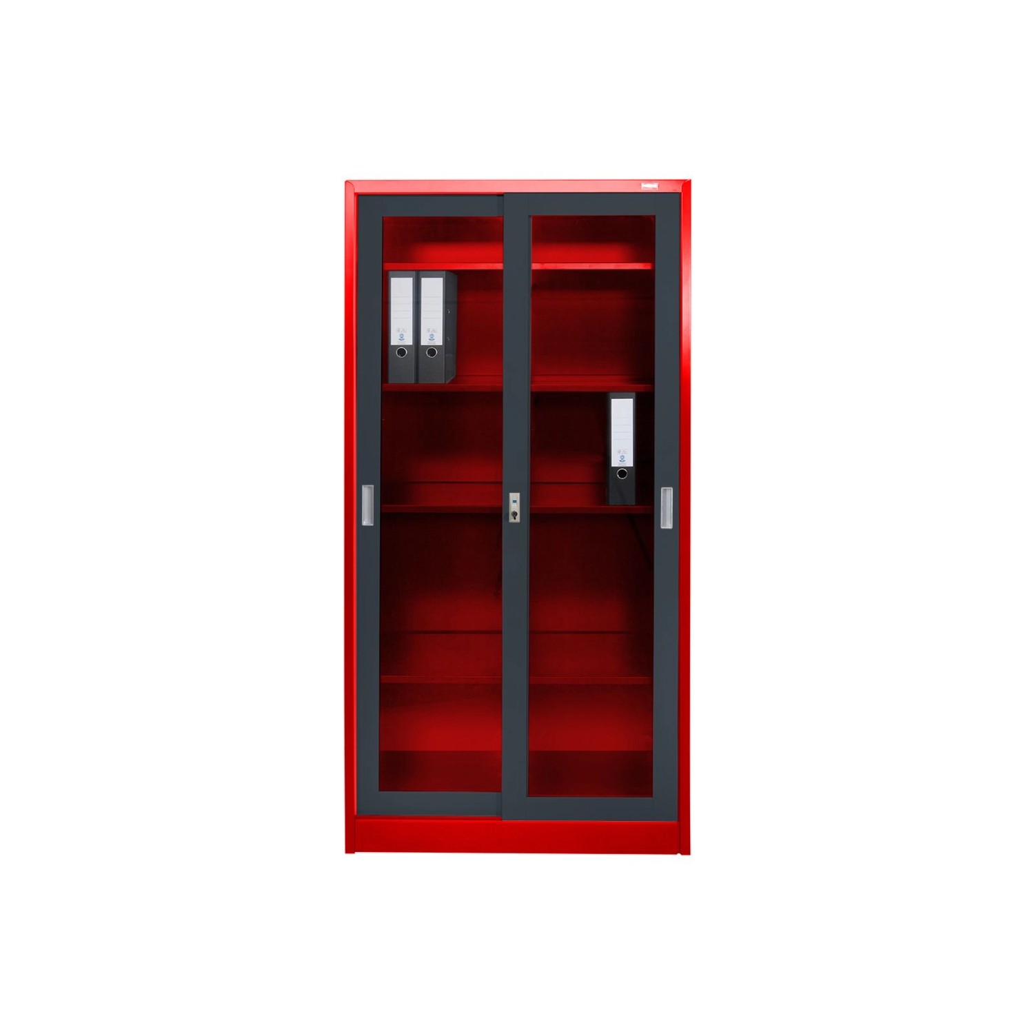 Jet-Line Stahlschrank St Petersburg in Anthrazit-Rot 90 x 40 x 185 cm Abschließbare Türen/Glasfront von Jet-Line