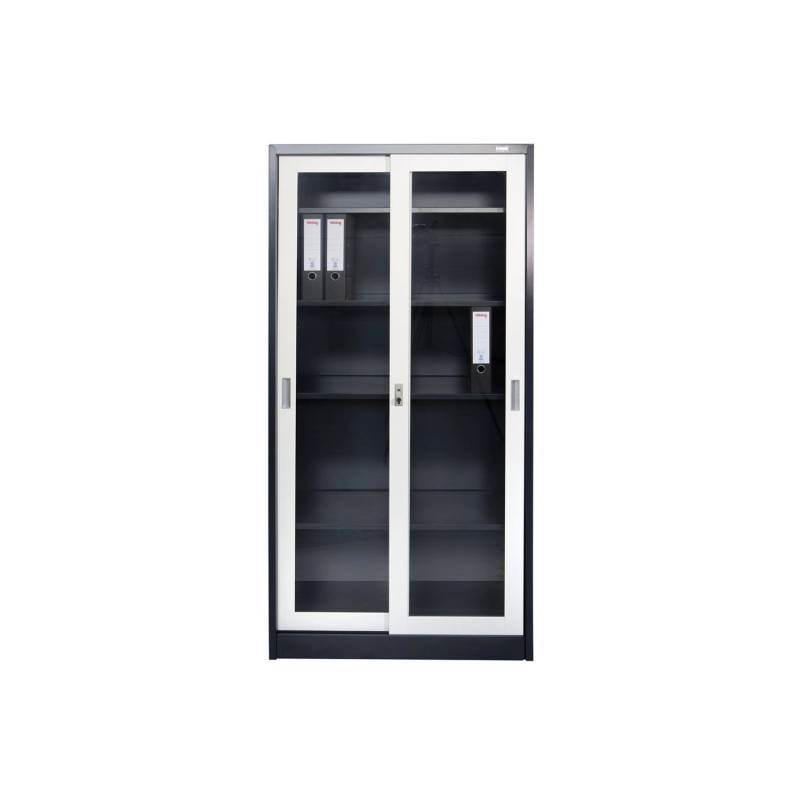 Jet-Line Stahlschrank St Petersburg in Anthrazit-Weiß 90 x 40 x 185 cm Abschließbare Türen/Glasfront von Jet-Line