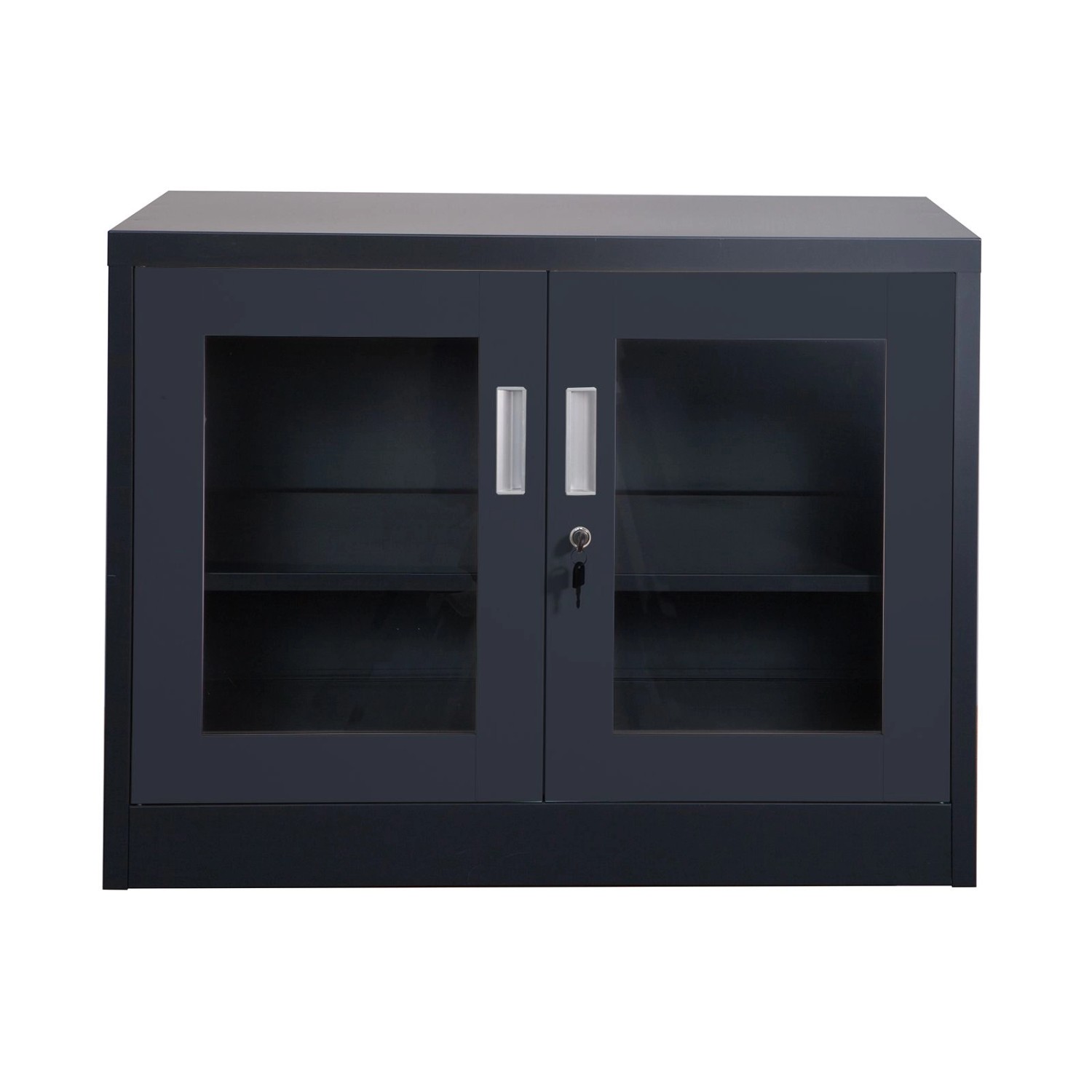 Jet-Line Stahlschrank Ufa in Anthrazit 68 x 40 x 90 cm mit Abschließbaren Türen mit Glasfront von Jet-Line
