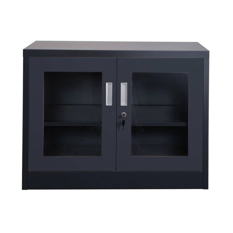 Jet-Line Stahlschrank Ufa in Anthrazit 68 x 40 x 90 cm mit Abschließbaren Türen mit Glasfront von Jet-Line