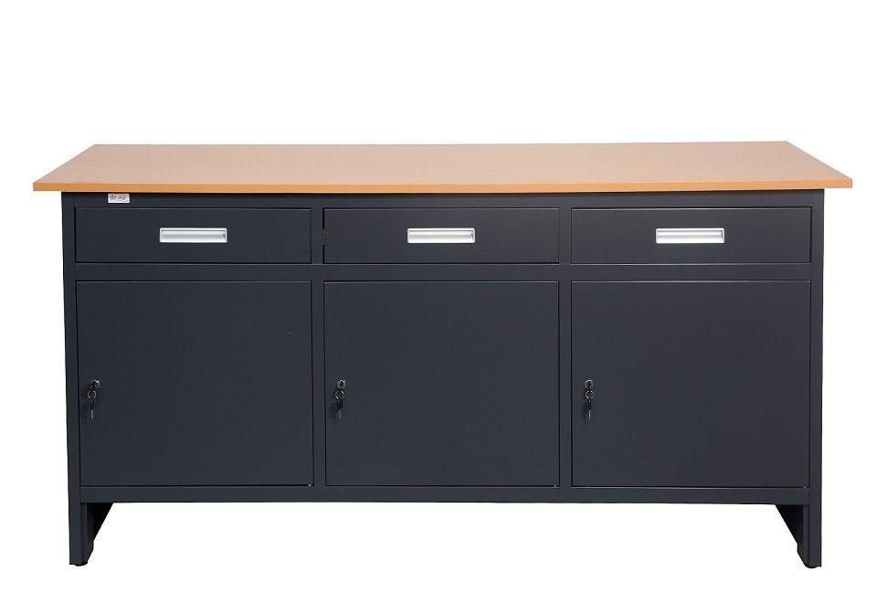 Jet-Line Werkzeugschrank Werkbank GROSNY 170 cm anthrazit Werkstatt Tisch von Jet-Line