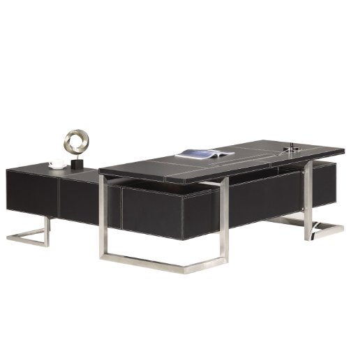 Jet-line® | Büromöbel | Design Chefschreibtisch Venedig rechts | Schreibtisch schwarz | Büroausstattung | inkl. Schubladen mit Soft-Close | Sideboards | Homeoffice | Edelstahl von Jet-Line