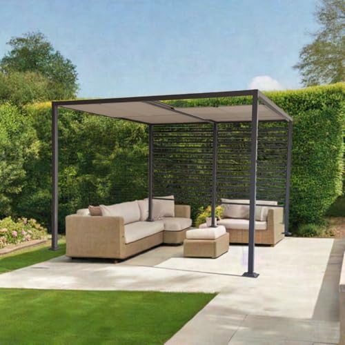 Jet-line®| Pavillon 3x4 | Pergola Aluminium| Gartenpavillon | UV Sonnenschutz | Pergola Amun | Terrassenüberdachung | Schiebedach | Garten Überdachung | Überdachung Terrasse von Jet-Line