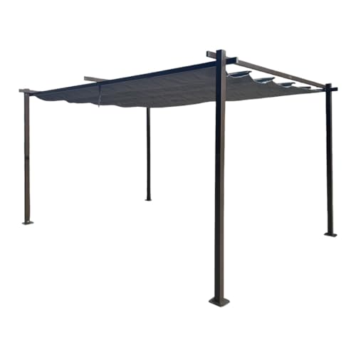 Jet-line | Pavillon 3x4 Luxor Light | Pergola Überdachung | Sonnenschutz | Terrassenüberdachung | Garten | anthrazit | Sonnenschutz | Sonnendach | UV Schutz | 4 x 3 m | Pergola mit Notüberlauf von Jet-Line