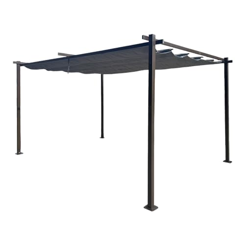 Jet-line | Pavillon 3x4 Luxor Light | Pergola Überdachung | Sonnenschutz | Terrassenüberdachung | Garten | anthrazit | Sonnenschutz | Sonnendach | UV Schutz | 4 x 3 m | Pergola mit Notüberlauf von Jet-Line
