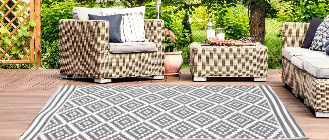 Outdoorteppich Garten Kunststoffteppich Austin grau 90x150 cm, Jet-Line von Jet-Line