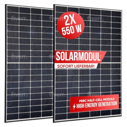 Jet-Line | PV Modul Solarmodul Set | Solarpanel Panel Solar | Modul 550 W 2-er Set | für Balkonsolar Erweiterung | Solar Modul XXL 2 x 550 W Solar Power von Jet-Line