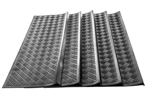 Jet-Line | 5 Stück | Stufenmatte FREDERIKE | schwarz | 25 x 89 cm | rutschsicher | rutschhemmend | außen | Gummi | Treppen Matte | Treppenstufen | Antirutschmatte | Treppenmatte von Jet-Line