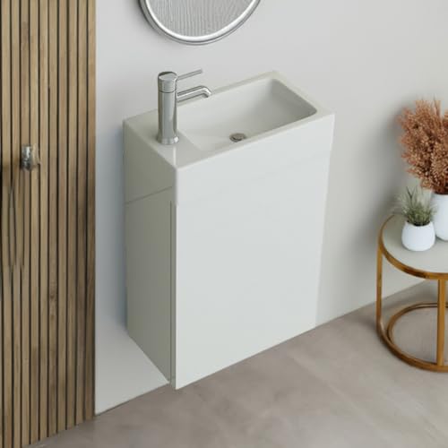 Jet-Line® | Badmöbel Set Badset Aarau| Waschtisch | weiß | Hochglanz | Unterschrank | Badmöbelset | Waschbecken / 40 cm Breit | Gäste WC | Badmöbelunterschrank von Jet-Line