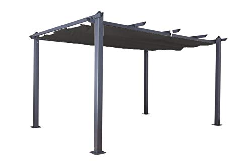 Jet-line | Pavillon Luxor | Pergola Überdachung | Sonnenschutz Terrasse| Garten | anthrazit-anthrazit | Sonnenschutz| Sonnendach| UV Schutz | 4 x 3 m | Aluminium | Alu Massive Stützen 10x10 cm von Jet-line