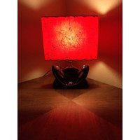 Mid Century Style Fiberglas Lampenschirm Retro Modern Rechteckig Rot von JetSetDesign