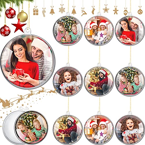 10 Stücke Weihnachten Klar Ball Ornamente Befüllbar Ornament Ball Klar Kunststoff Weihnachten Kugeln Weihnachtsbaum Hängende Ball Ornamente mit Golden Linie für Fotos Bilder Handwerk Dekor von Jetec
