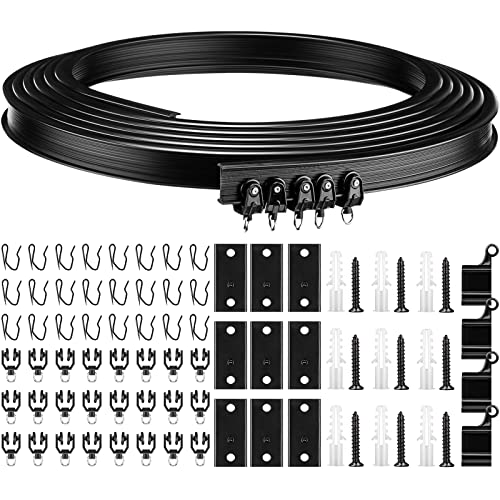 3 Meter Biegsame Decke Gebogene Vorhangschiene Flexible Deckenvorhang Halterung Weiche Fenster Gebogene Schiene für Vorhangschiene mit Schiene Bettvorhänge, Deckenschiene (Schwarz) von Jetec